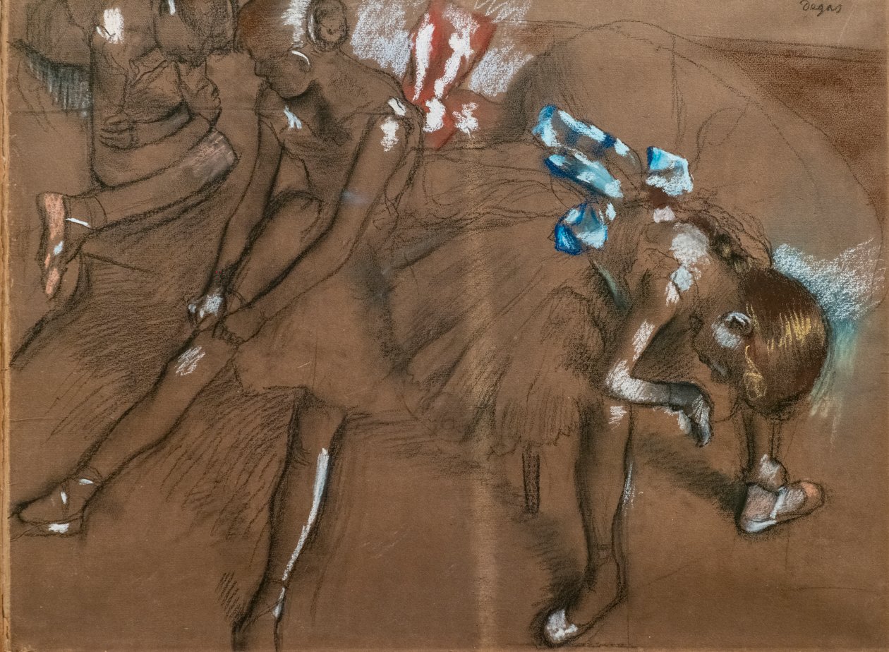 Üç dansçı. 1880 civarında. Kağıt üzerinde kömür ve pastel by Edgar Degas