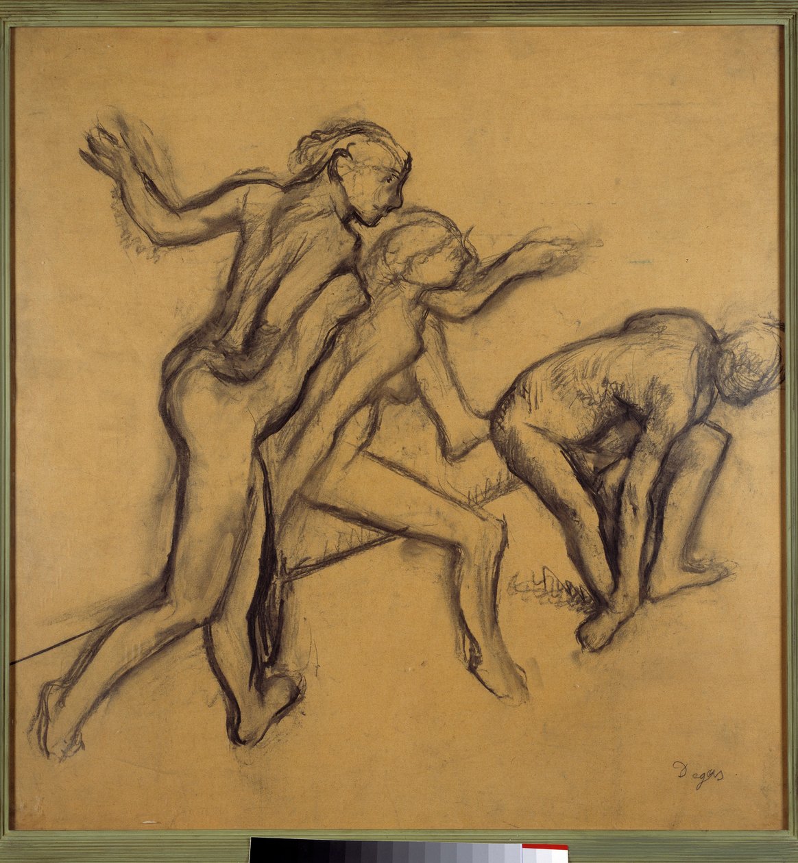 Üç çıplak dansçı Edgar Degas (1834-1917) tarafından tebeşir ve karakalem ile çizim 1900 yakl. karartmak 0,89 x 0,88 m Paris. Louvre müzesi by Edgar Degas