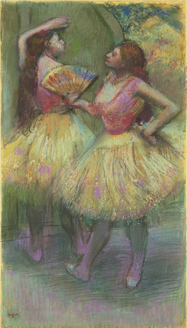 Sahneye Çıkmadan Önce İki Dansçı; Avant antre sahnesi, 1888 by Edgar Degas