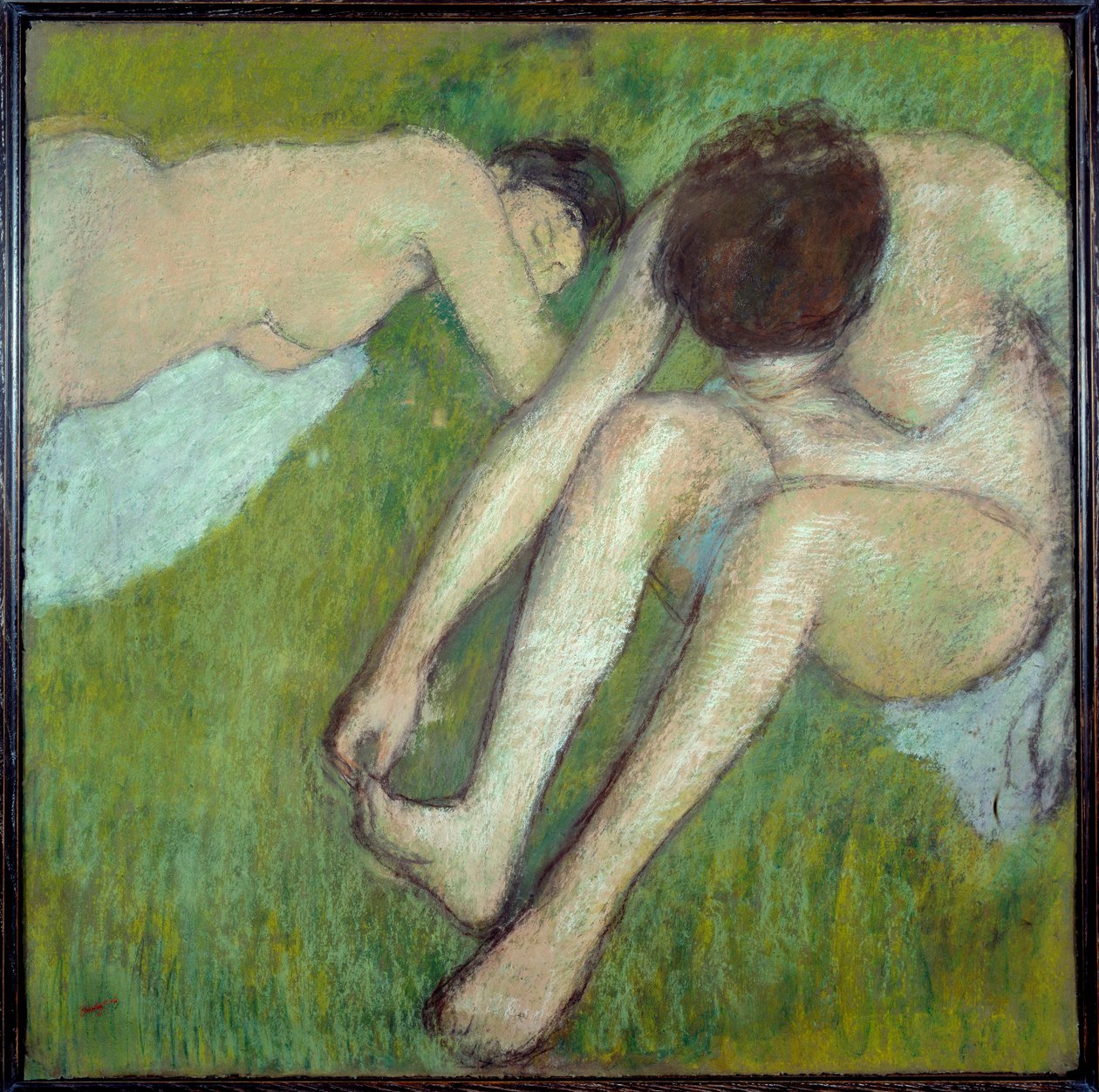 Edgar Degas (1834-1917) 1890 Sun tarafından kahverengi kağıt üzerine Pastel çimenler üzerinde iki yüzücü. 0,7x0,7 m Paris, Musee d