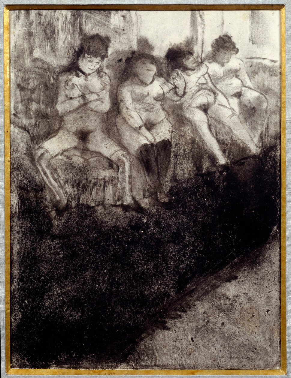 İkinci versiyon bekleniyor. Bir genelevde müşteri bekleyen fahişeler var. Edgar Degas
