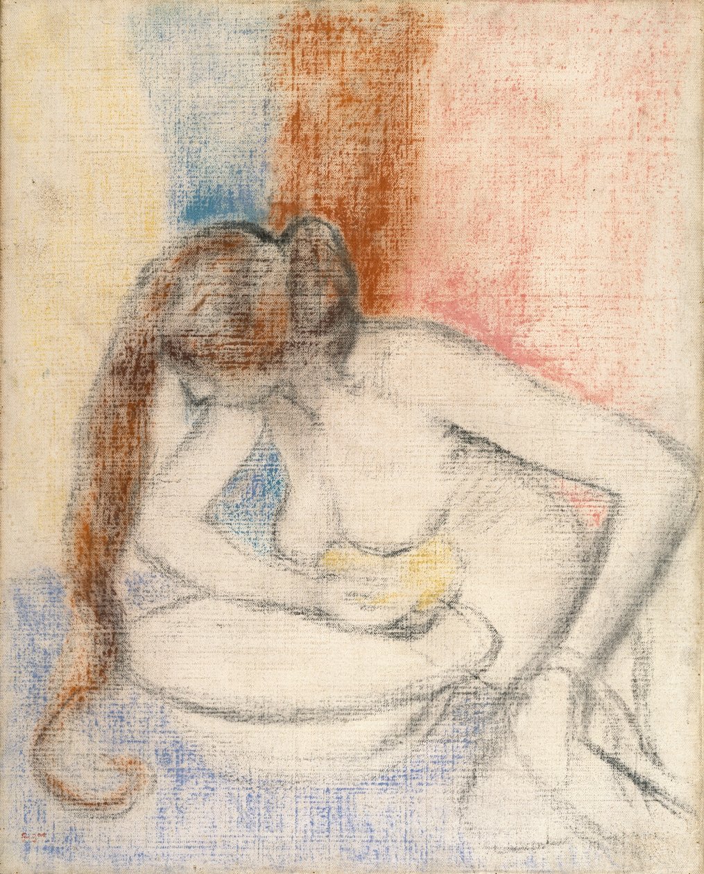 Yıkanan Kadın, 1897 dolayları (astarlanmış tuval üzerine pastel) by Edgar Degas