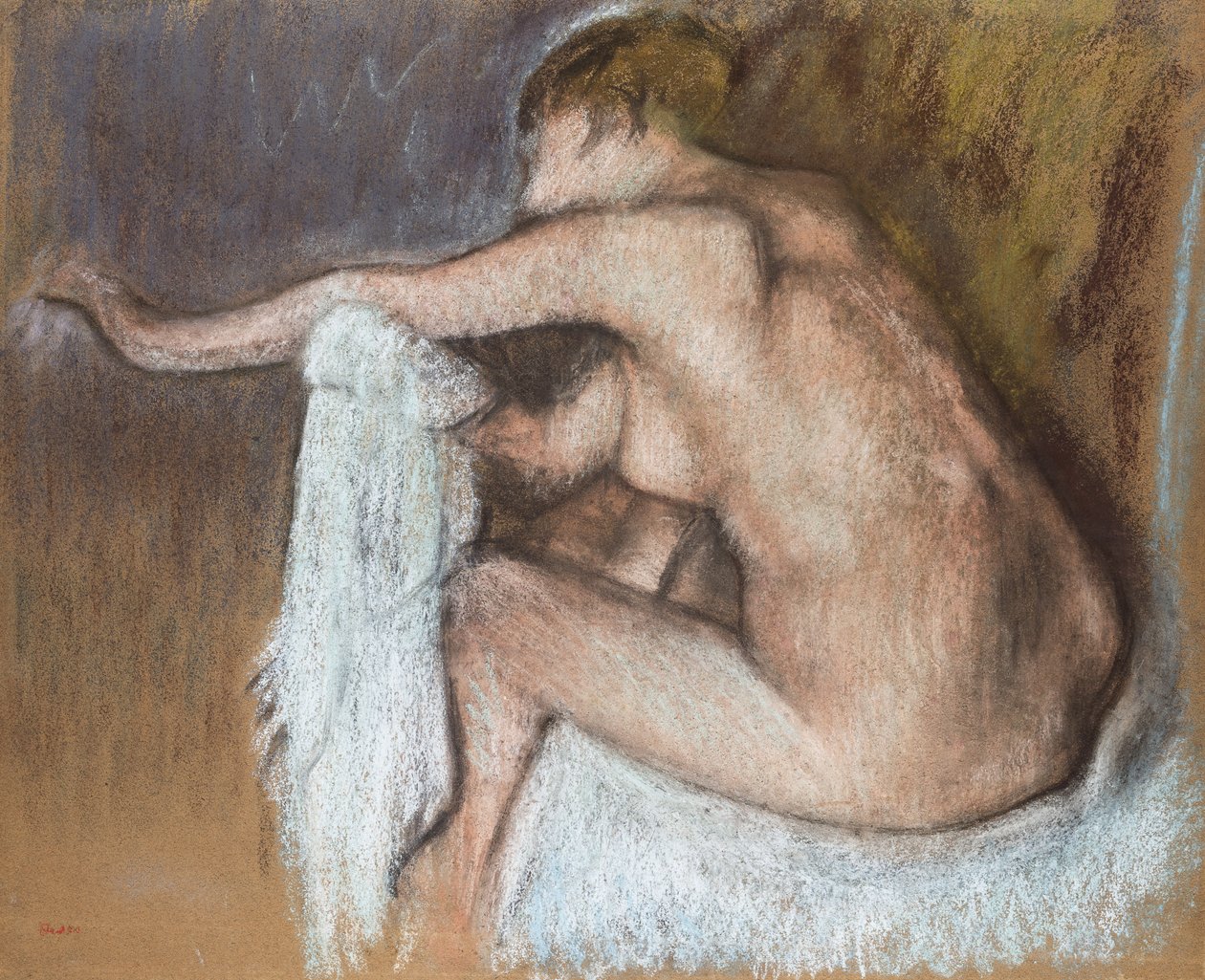 Kolunu Kurutan Kadın, 1884 dolayları (devetüyü kağıda pastel) by Edgar Degas