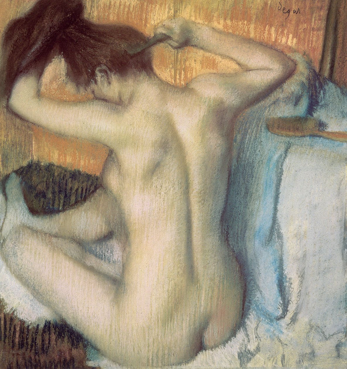 Saçını tarayan kadın, 1885 dolayları (pastel) by Edgar Degas