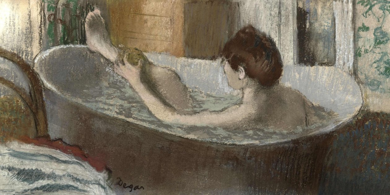 Banyosunda Kadın, Bacağını Süngerleme, 1883-1884 by Edgar Degas
