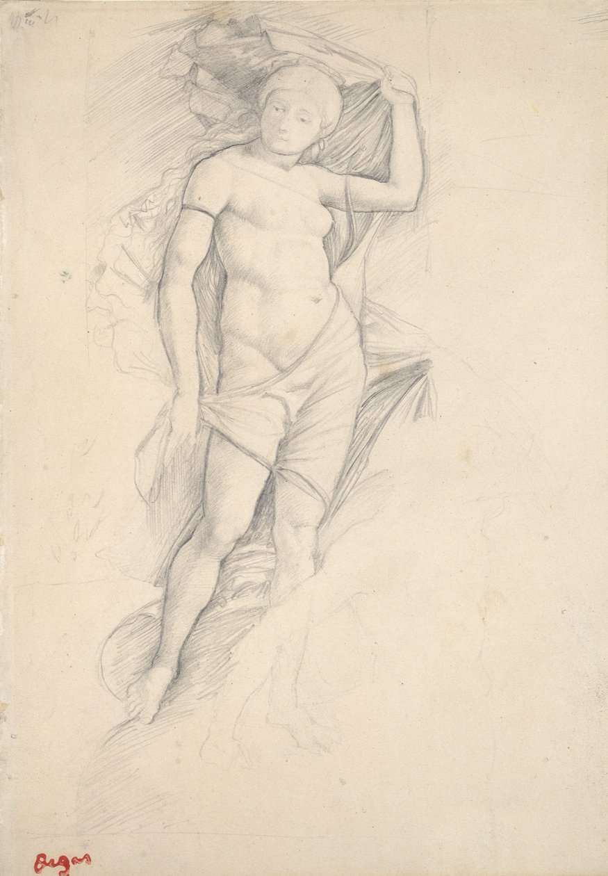 Kadın, kısmen dökümlü, hafif bir Centaur Çalışması, sağ alt, 19. yüzyılın sonları by Edgar Degas