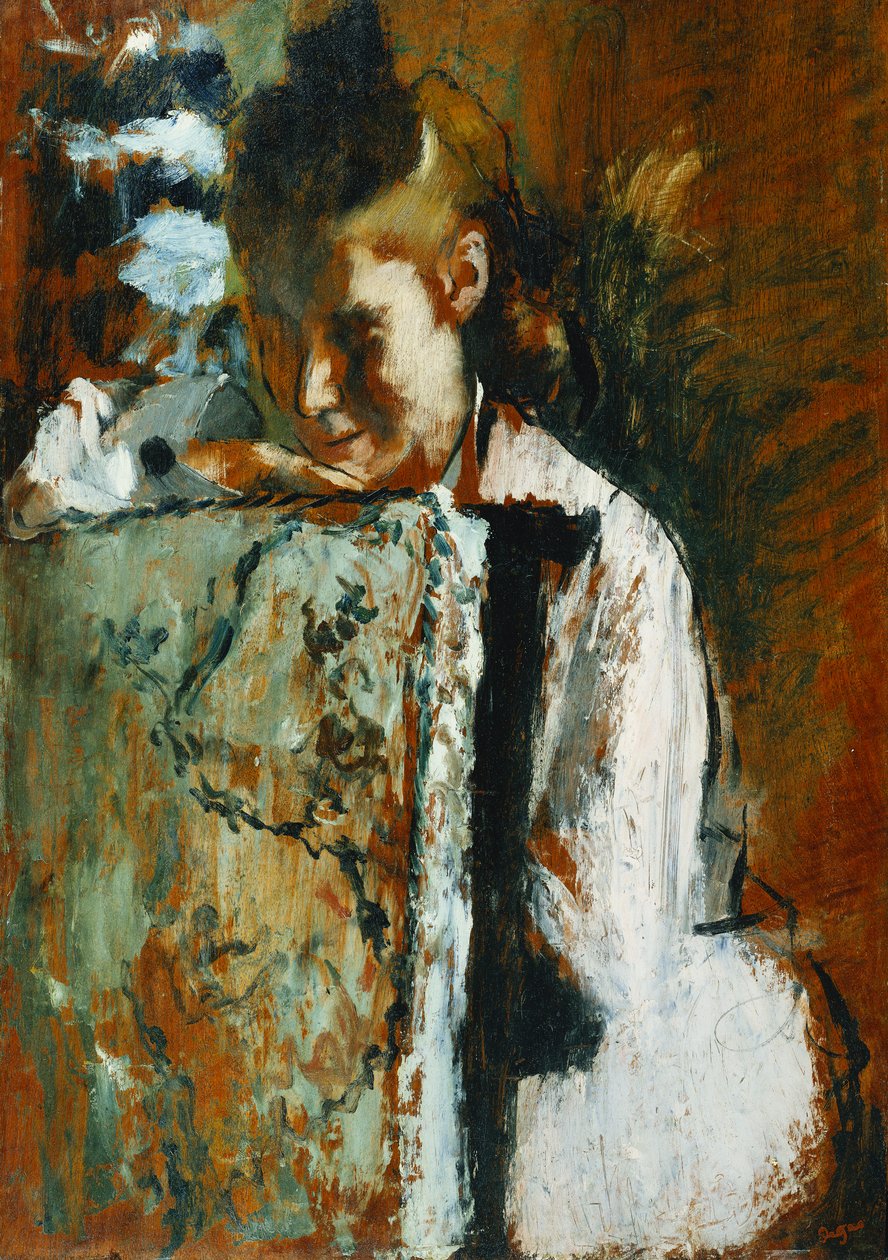 Sandalyenin Arkalığına Yaslanmış Oturan Genç Kız; Koltuğun Arkasına Yaslanmış Oturan Genç Kız, 1889 dolayları by Edgar Degas