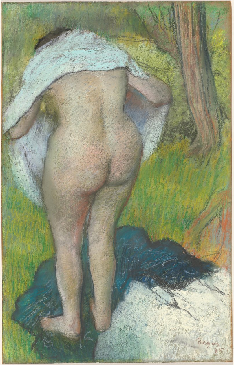 Genç Kadın Kendini Giyiniyor by Edgar Degas