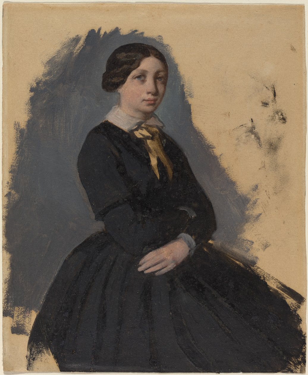 Siyahlı Genç Kadın, 1861-5 (dokuma kağıt üzerine yağlı boya) by Edgar Degas