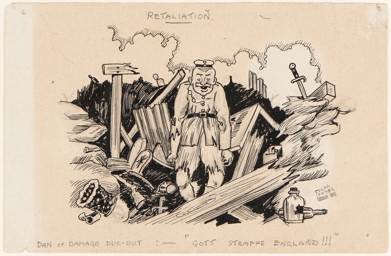 Misilleme, Dan of Damage Dug-Out: God Strafe England !!!, 1917 by Edgar Fryer