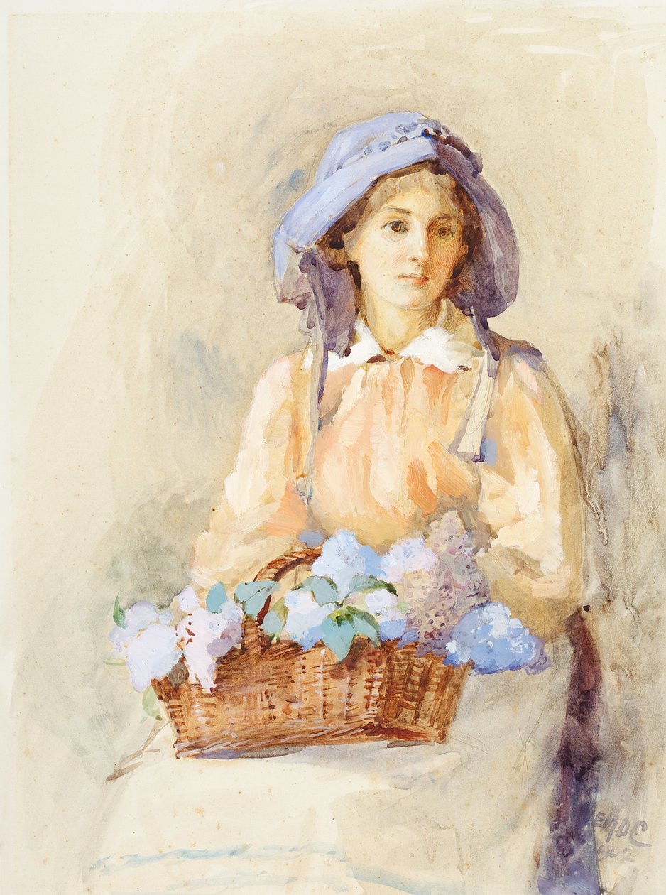Leylak Sunbonnet, 1902 (kağıt üzerinde wc) by Edith Mary Dorothy Collingwood