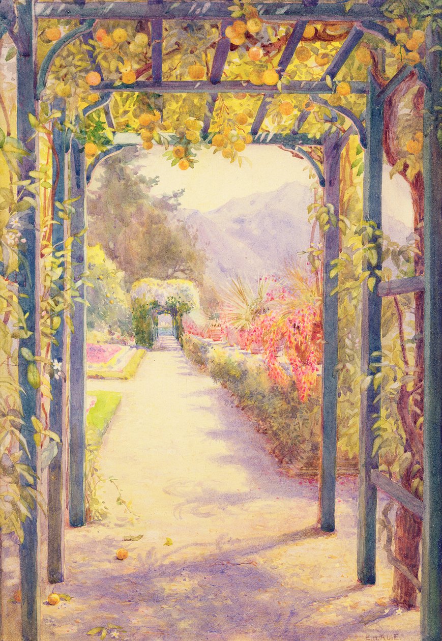 Bir İtalyan Pergola (kağıt üzerine sulu boya) by Edith Helena Adie