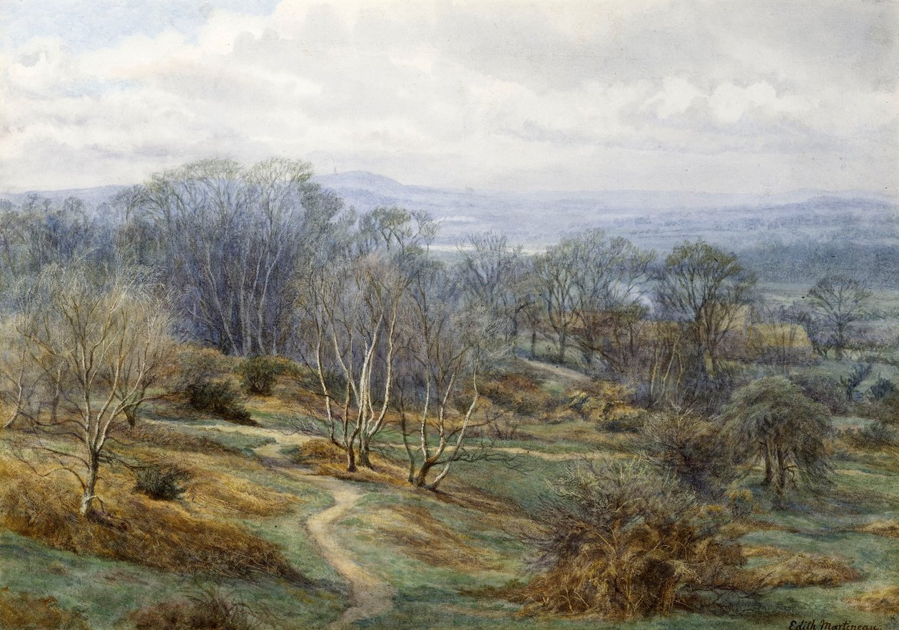 Hampstead Heath Harrow on the Hill, 1880 dolayları (kağıt üzerinde wc) by Edith Martineau