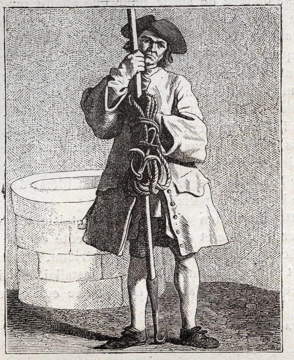 Kuyu temizleyicisi - Pepetit metier de Paris (Aşağı İnsanlarda veya Paris Krizinde alınan çalışmalar) - Edme Bouchardon (1698-1762) tarafından yapılan gravür by Edmé Bouchardon