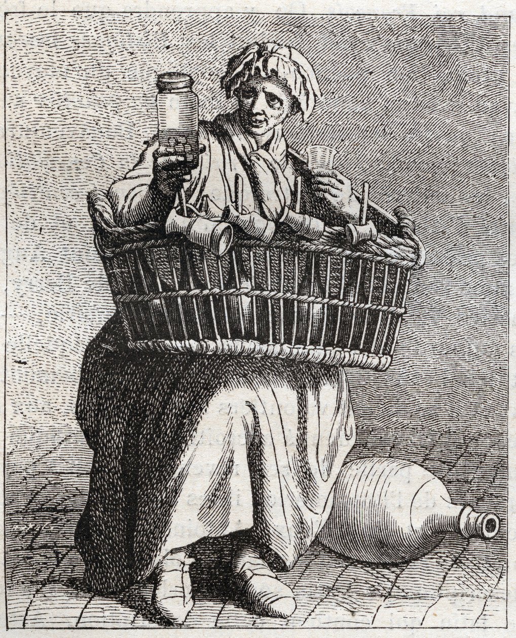 Konyak tüccarı - Pepetit metier de Paris (Aşağı İnsanlarda veya Paris Krizinde alınan çalışmalar) - Edme Bouchardon (1698-1762) tarafından gravür by Edmé Bouchardon
