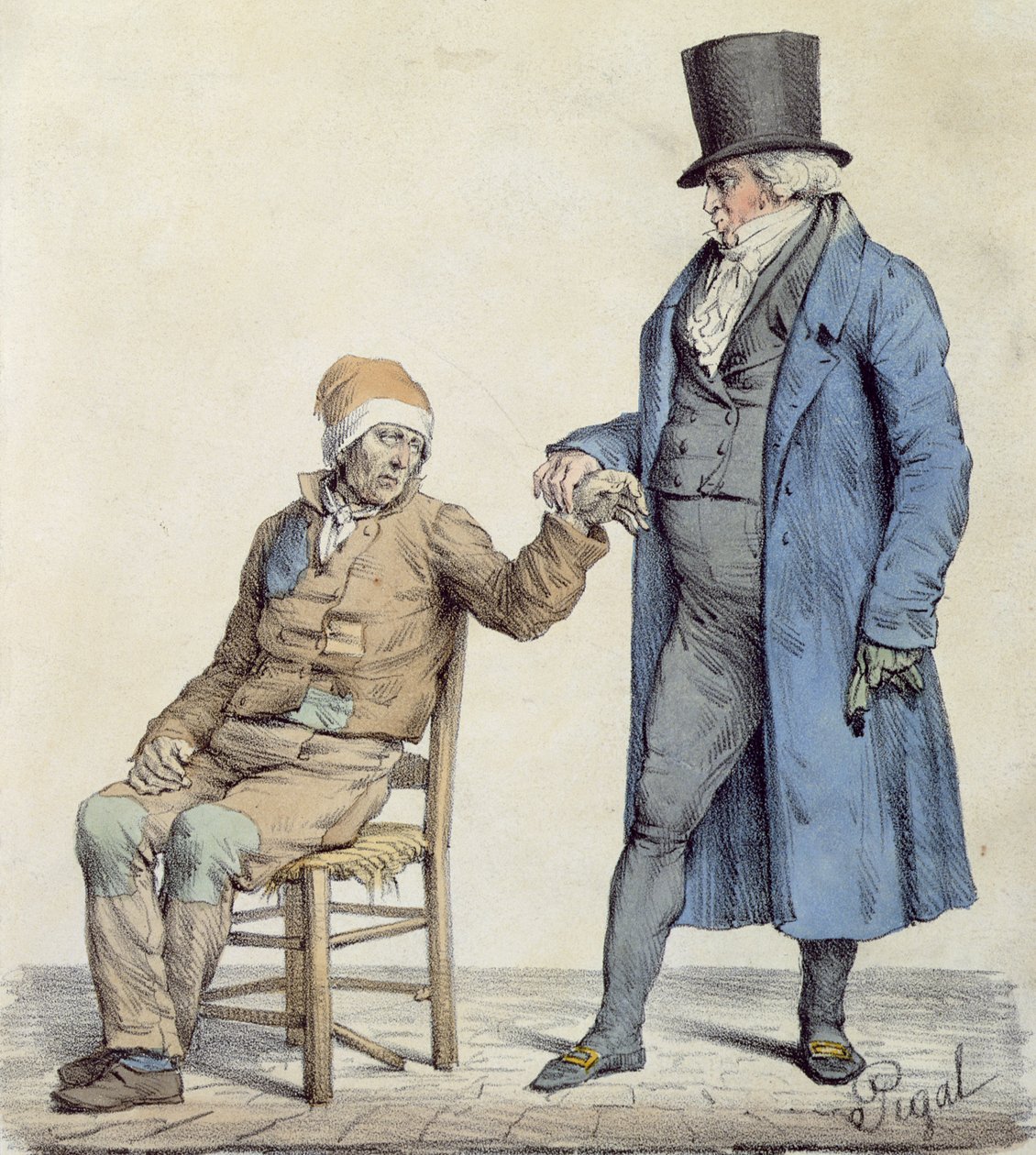 Langlume (fl.1822-24) 1825 tarafından oyulmuş fakir adamın doktorunun tasviri 