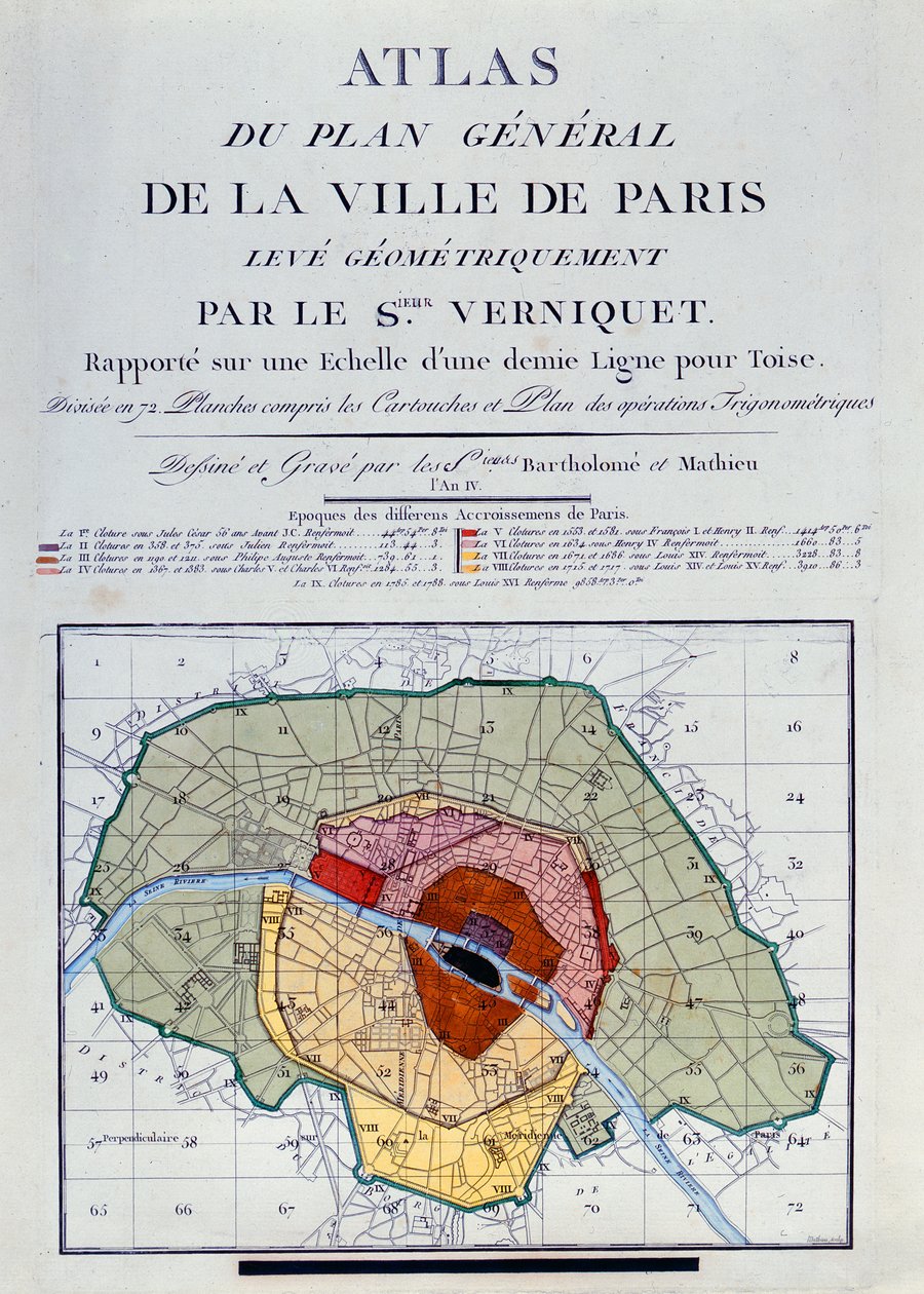 Paris Şehri Genel Planı Atlası, 1796 by Edme Verniquet