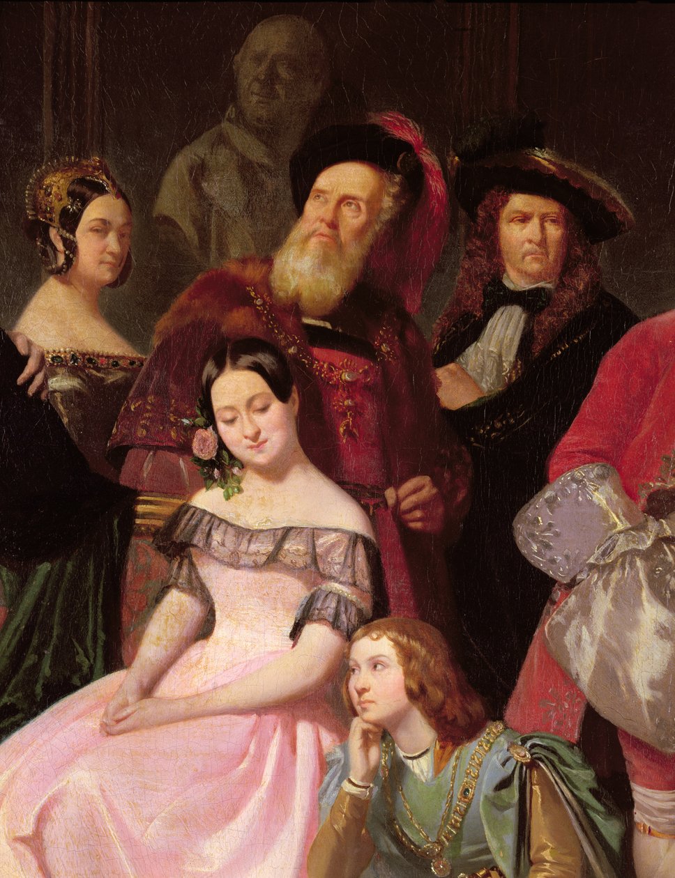 Comedie-Francaise üyeleri, L-R: Mlle Noblet, Mlle Plessis, Joanny (1775-1849) Hernani, Mlle Anais, Perrier, 1840