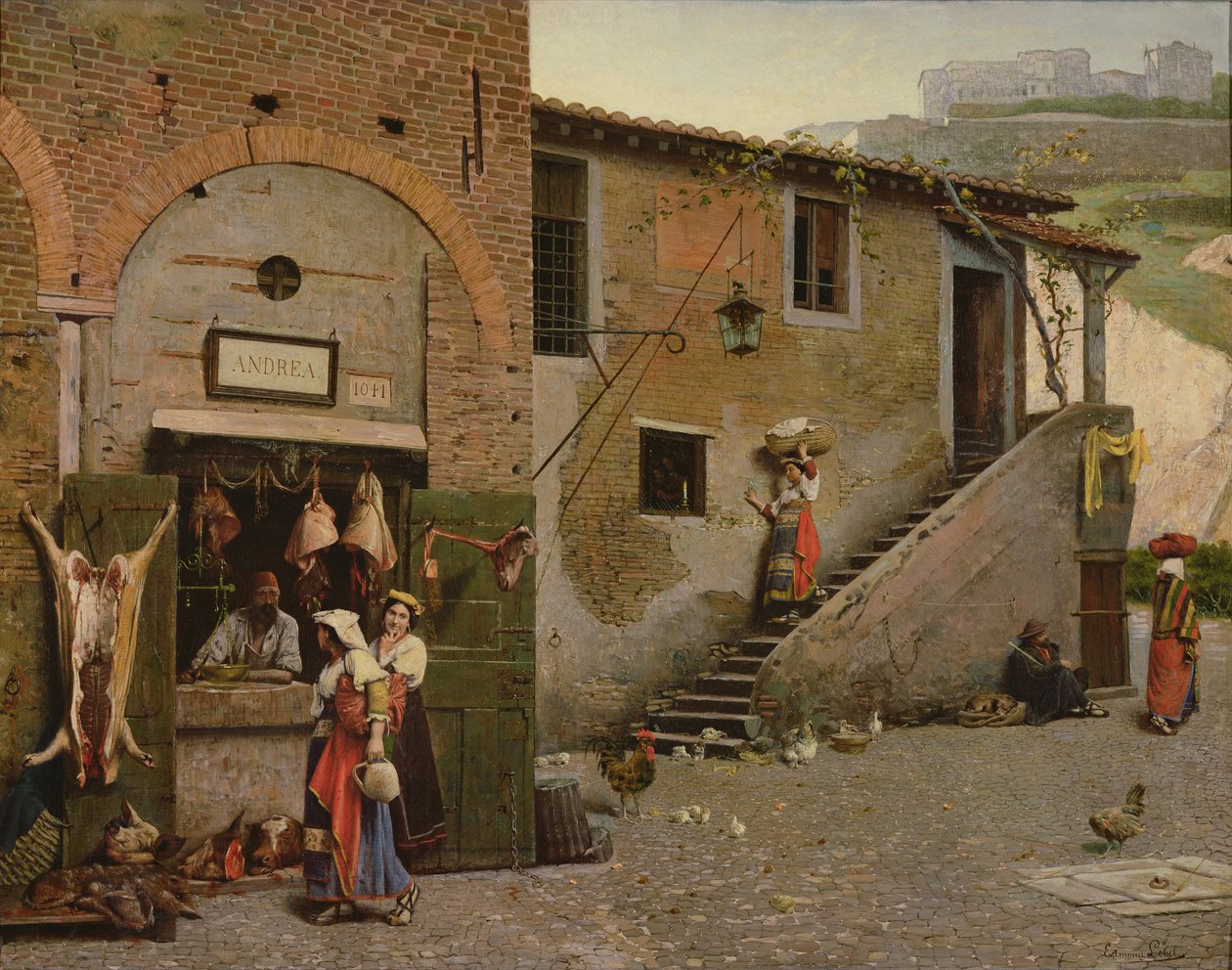 Bir Trastevere Kasabı, Roma by Edmond Lebel