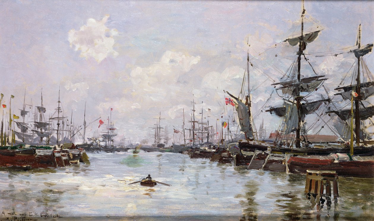 Liman (panelde tuval üzerine yağlıboya) by Edmond Petitjean
