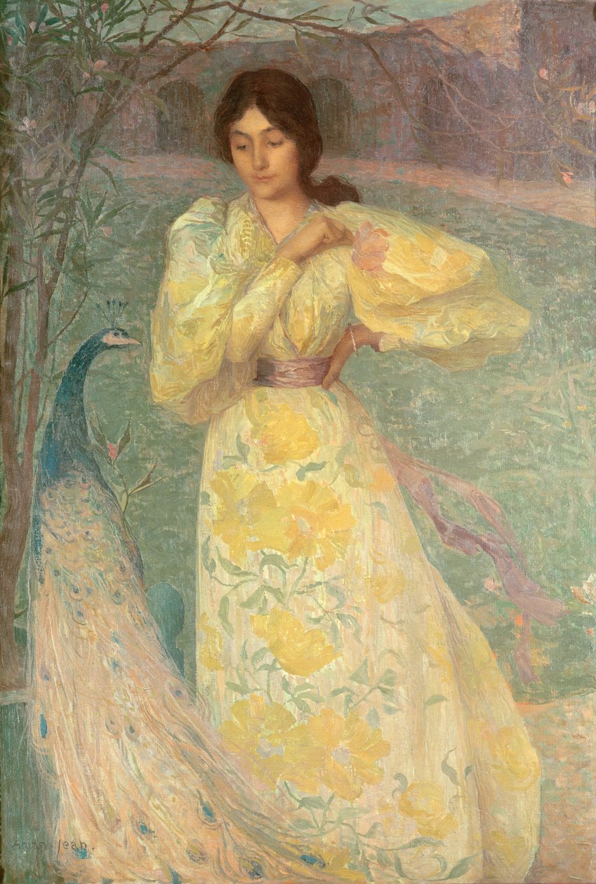 Tavus kuşu olan genç kız by Edmond François Aman Jean