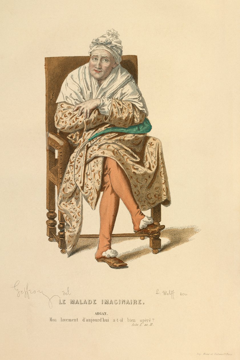 Argan rolü için kostüm, yaklaşık 1868 (gravür) by Edmond Aime Florentin Geffroy