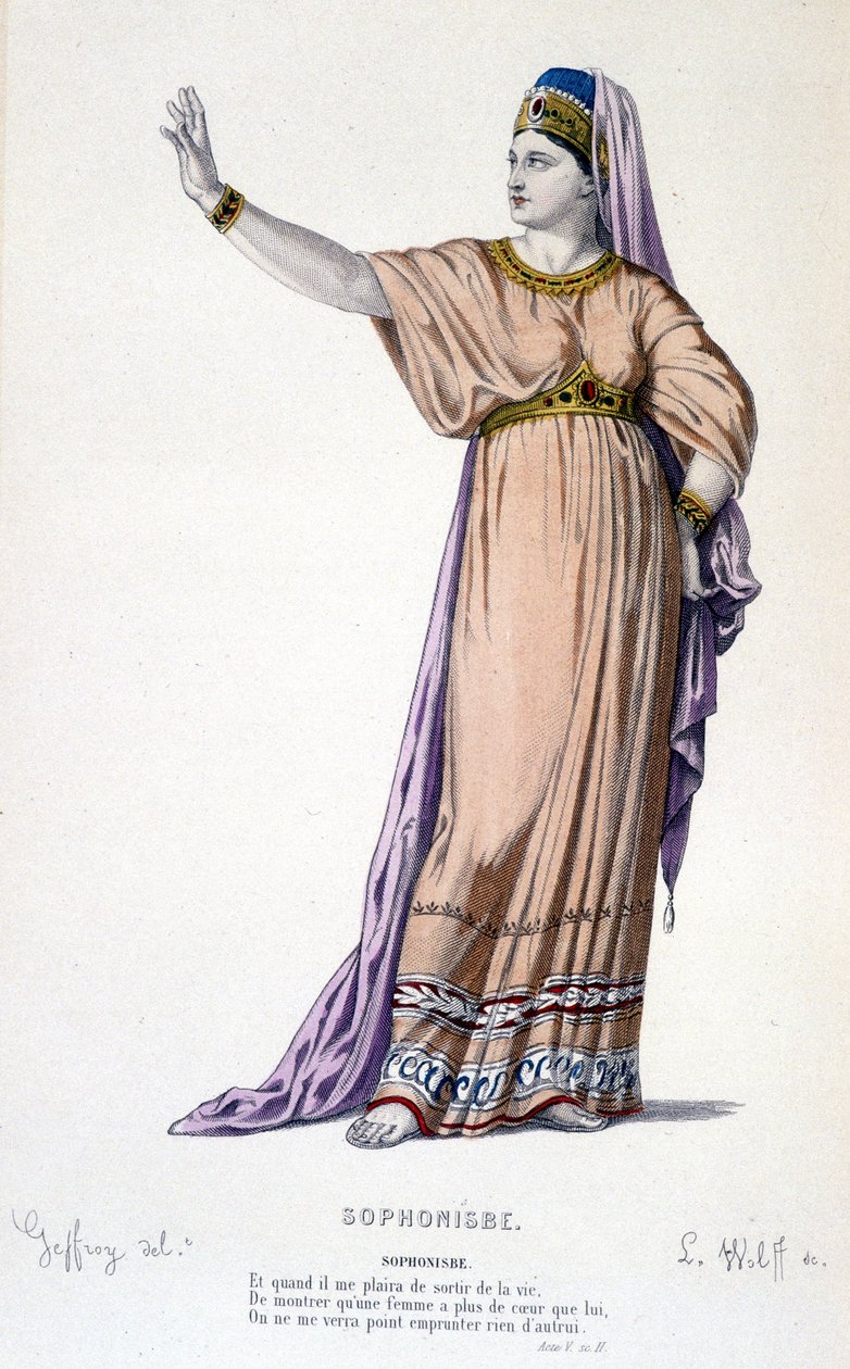Sophonisbe trajedisindeki Sophonisbe karakteri - Full Theatre: (Corneille oyun koleksiyonu) çizimi Geffroy, gravürü L. Wolff - ed. Laplace, Sanchez ve Cie, Paris 1884 by Edmond Aime Florentin Geffroy