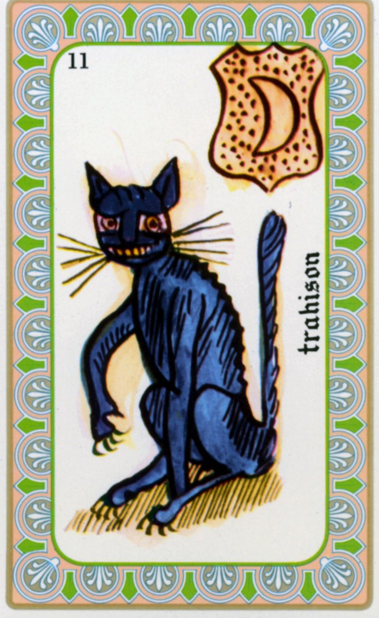 Edmond Billaudot tarafından çizilen büyücü Belline tarafından tarot c. 1845 ve kahin Belline'e yeniden yayınlanması için verildi: ihanet kartı: kedi by Edmond Billaudot