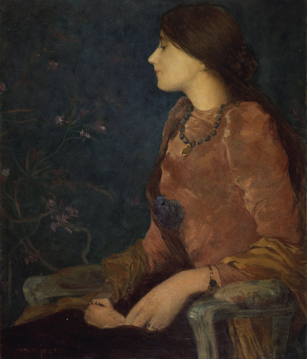 Dalgın Hanım, Oturan (tuval üzerine yağlı boya) by Edmond François Aman Jean