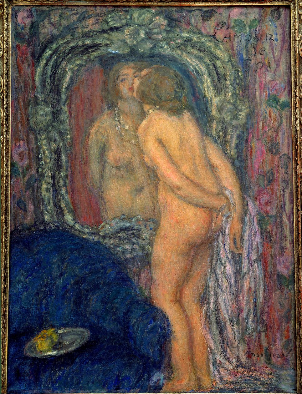 Kendini sevmek. Edmond Francois Aman Jean tarafından yapılan boyama (Aman-Jean, Amand Jean, Aman-Jean by Edmond François Aman Jean