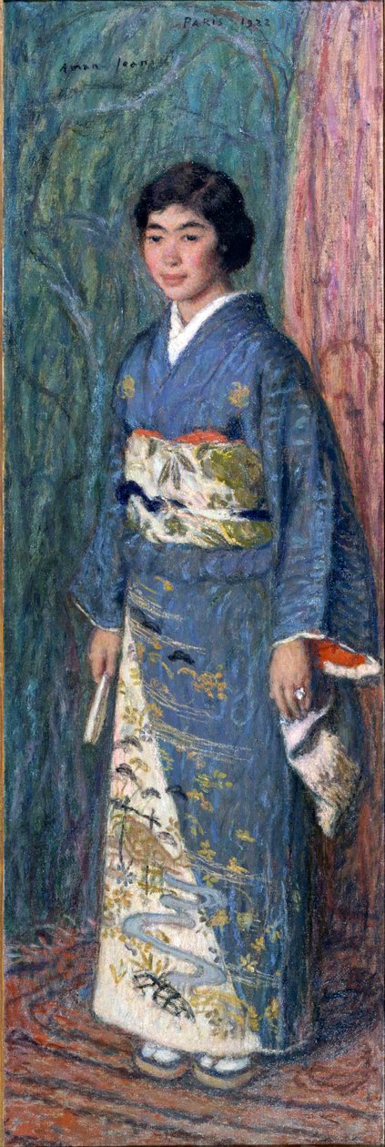 Kimono giymiş bir Japon kadının portresi veya Madam Kuroki by Edmond François Aman Jean