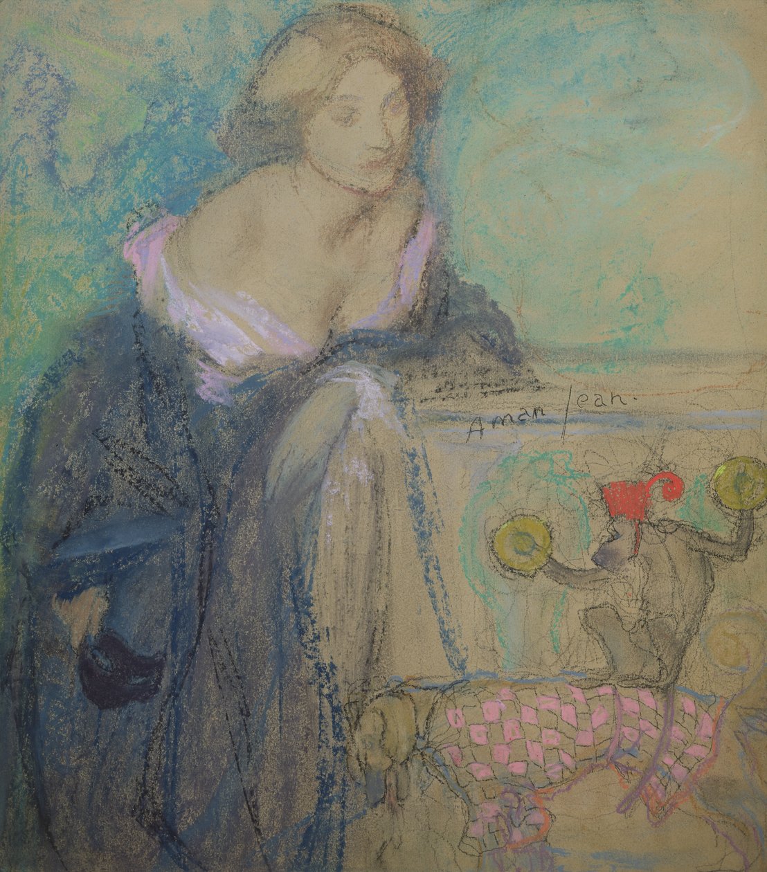 Maskeli Kadın, 1911 (kağıt üzerinde pastel) by Edmond François Aman Jean