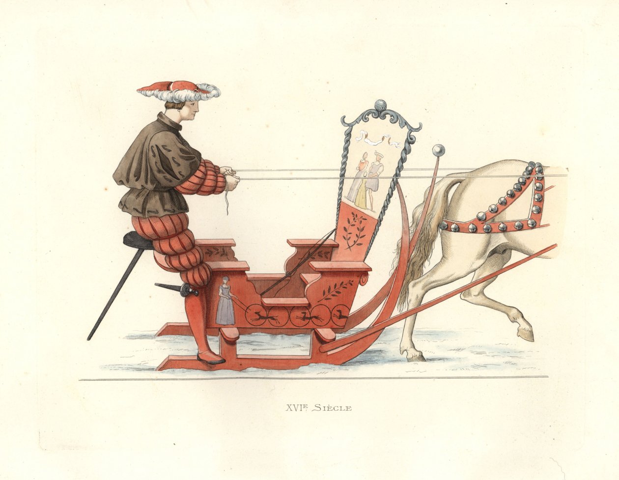 Bir kızak yarışında yarışan Alman adam by Edmond Lechevallier Chevignard