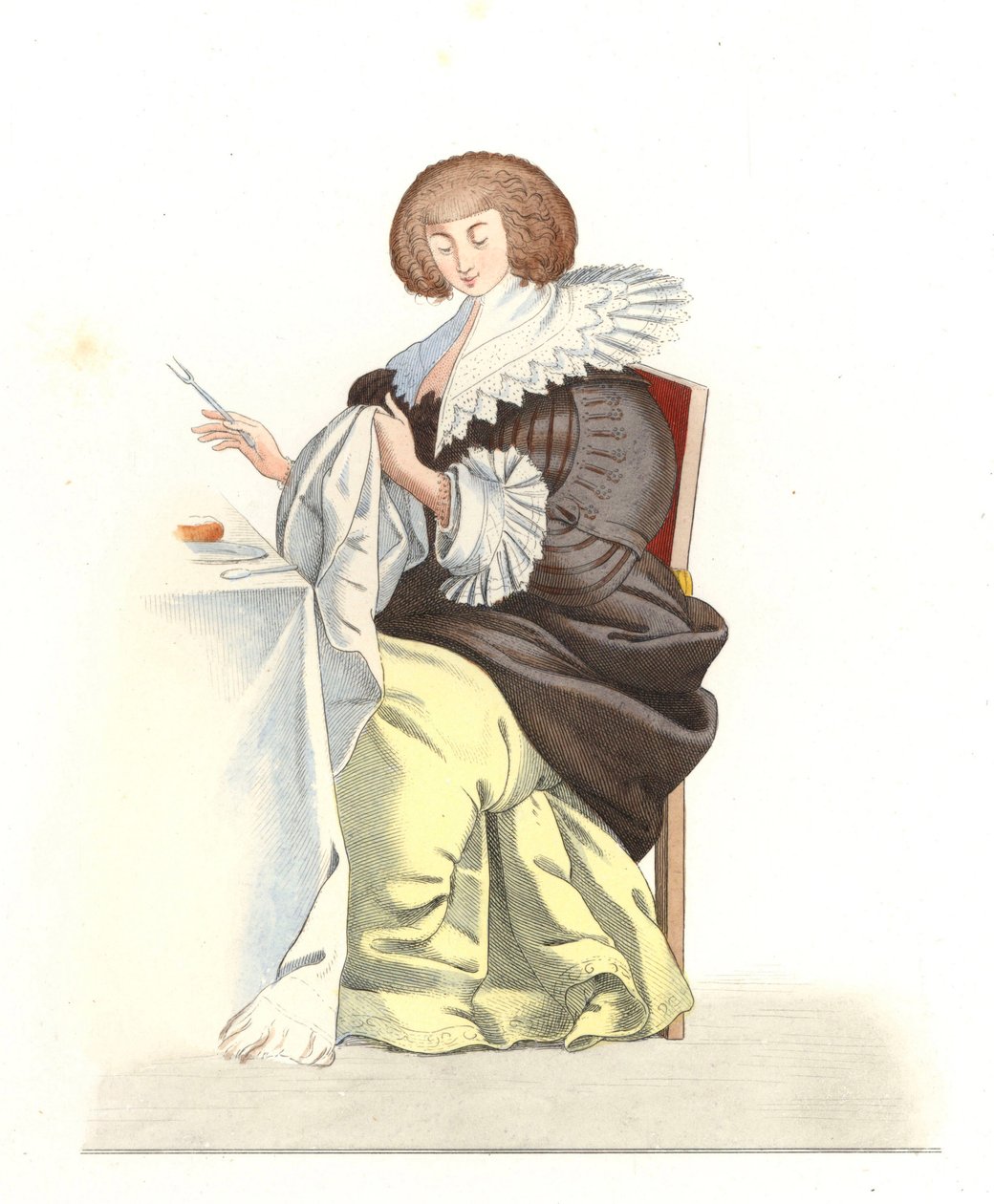 16. yüzyıl Fransız soylularının kadını, Abraham Bosse (1602-1676) tarafından yapılan gravürden sonra - Edmond Lechevallier-Chevignard