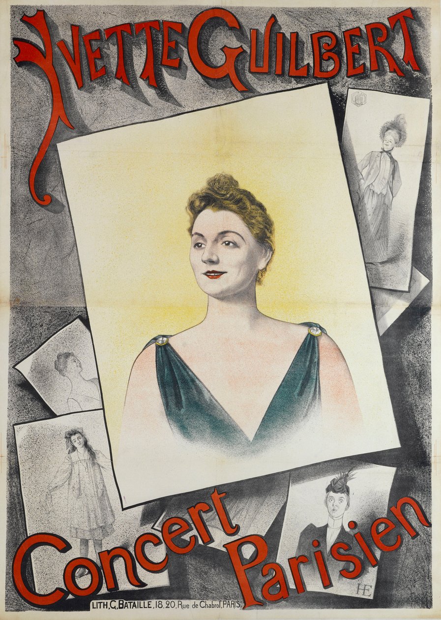 Yvette Guilbert Paris Konseri, 1890. by Edmond Marie Höner
