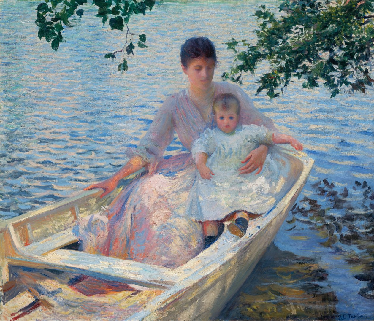 Anne ve Çocuk Bir Teknede by Edmund Charles Tarbell