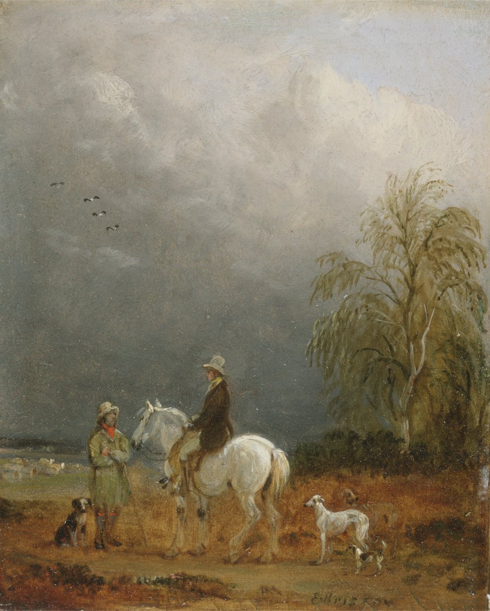 Manzarada Bir Gezgin ve Bir Çoban (gemide petrol) by Edmund Bristow