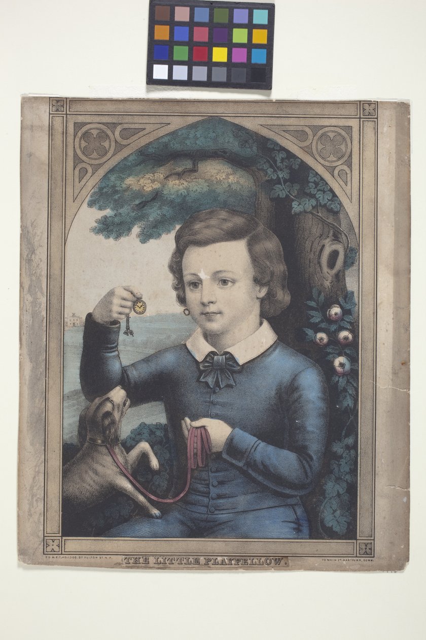 The Little Playfellow (elle renklendirilmiş litografi) by Edmund Burke Kellogg