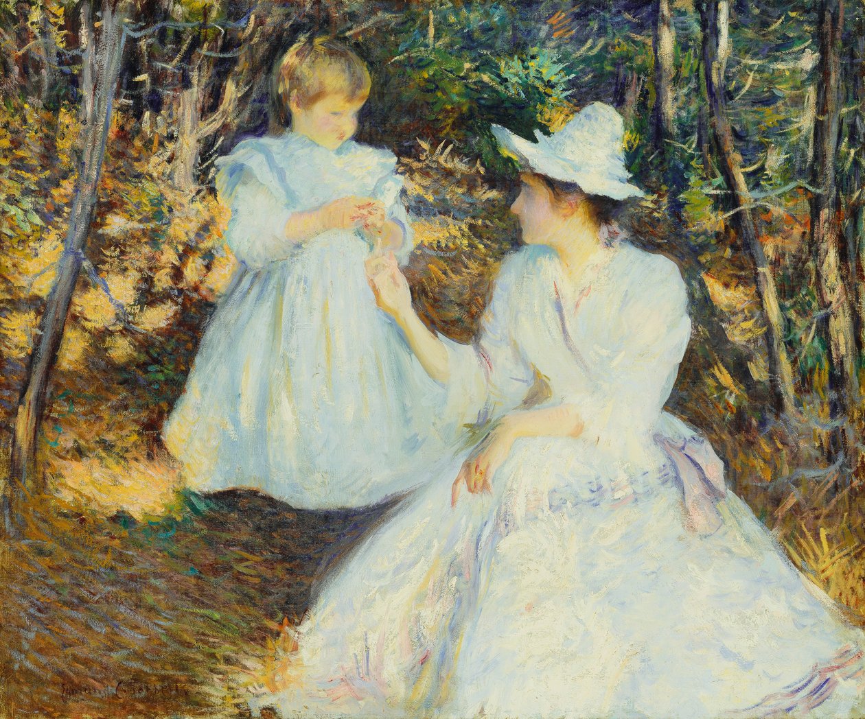 Çam Ormanında Anne ve Çocuk by Edmund Charles Tarbell