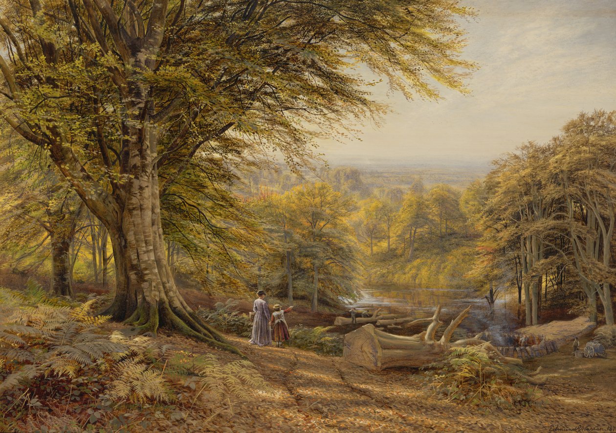 Weybridge yakınlarındaki kömür brülörleri, Surrey, 1870 (kağıt üzerinde wc ve gövde rengi) by Edmund George Warren