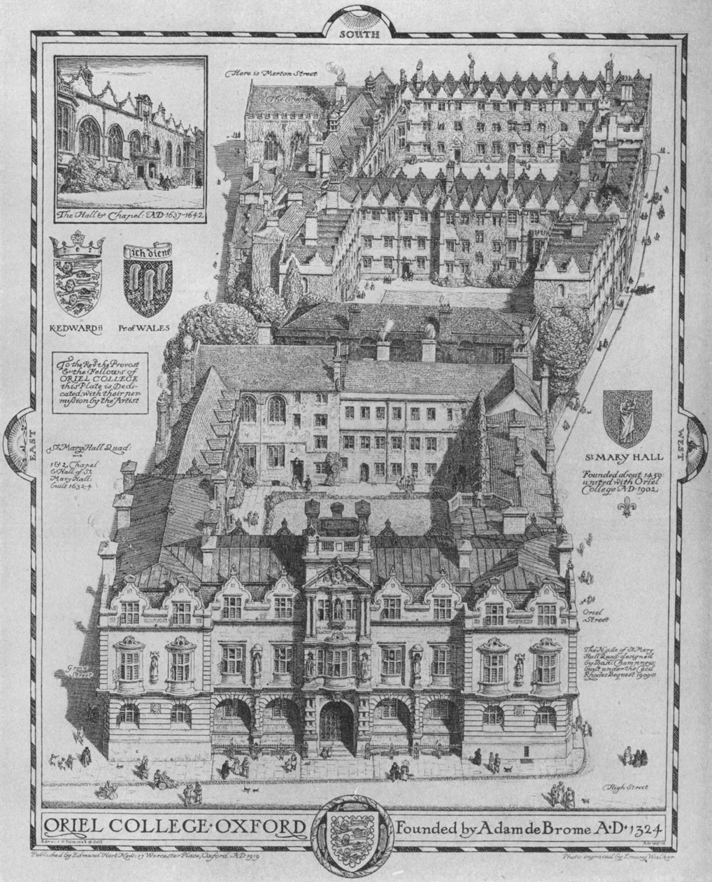 Oriel Koleji, Oxford, 1919 by Edmund Hort New