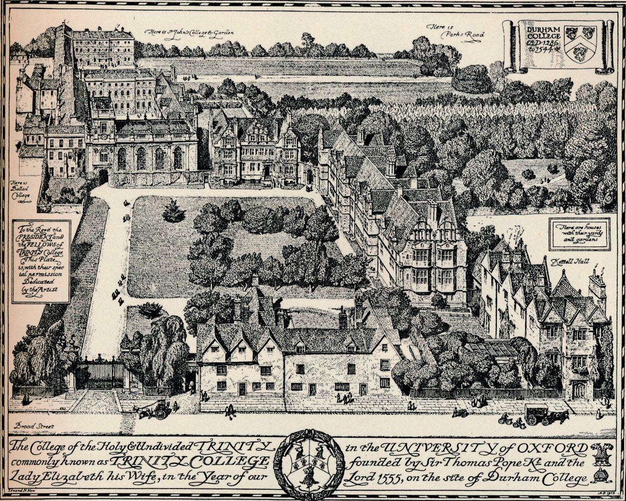 Trinity Koleji, Oxford, 1905 by Edmund Hort New