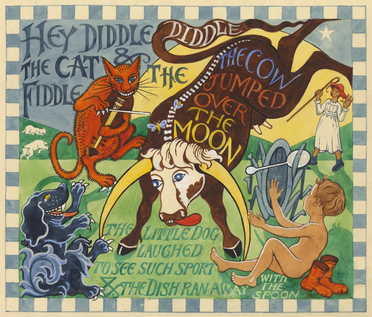 Hey Diddle Diddle, c.1935 (kağıt üzerinde guaj) by Edmund Hunter