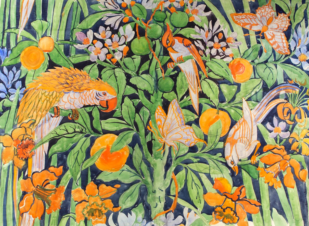 Jungle Chat c1930 (kağıt üzerinde guaj) by Edmund Hunter