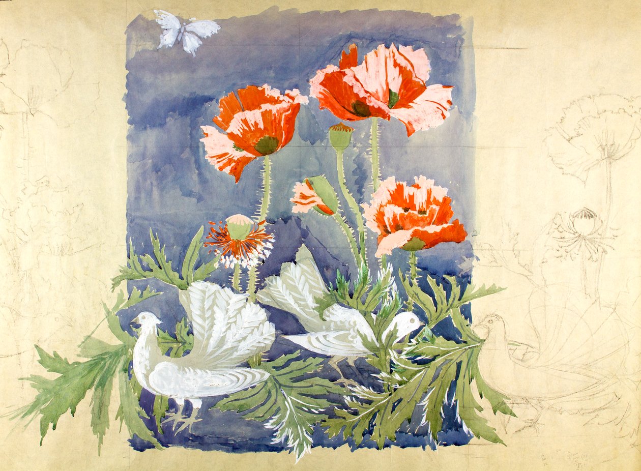 Peace c1920 (kağıt üzerine guaj boya) by Edmund Hunter