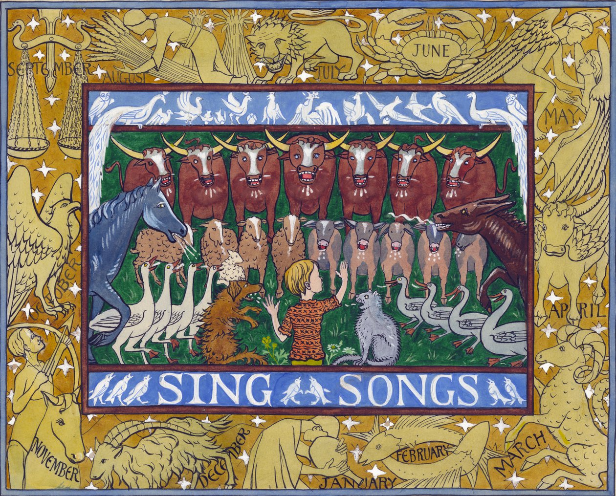Sing Songs, c.1935 (kağıt üzerinde guaj) by Edmund Hunter
