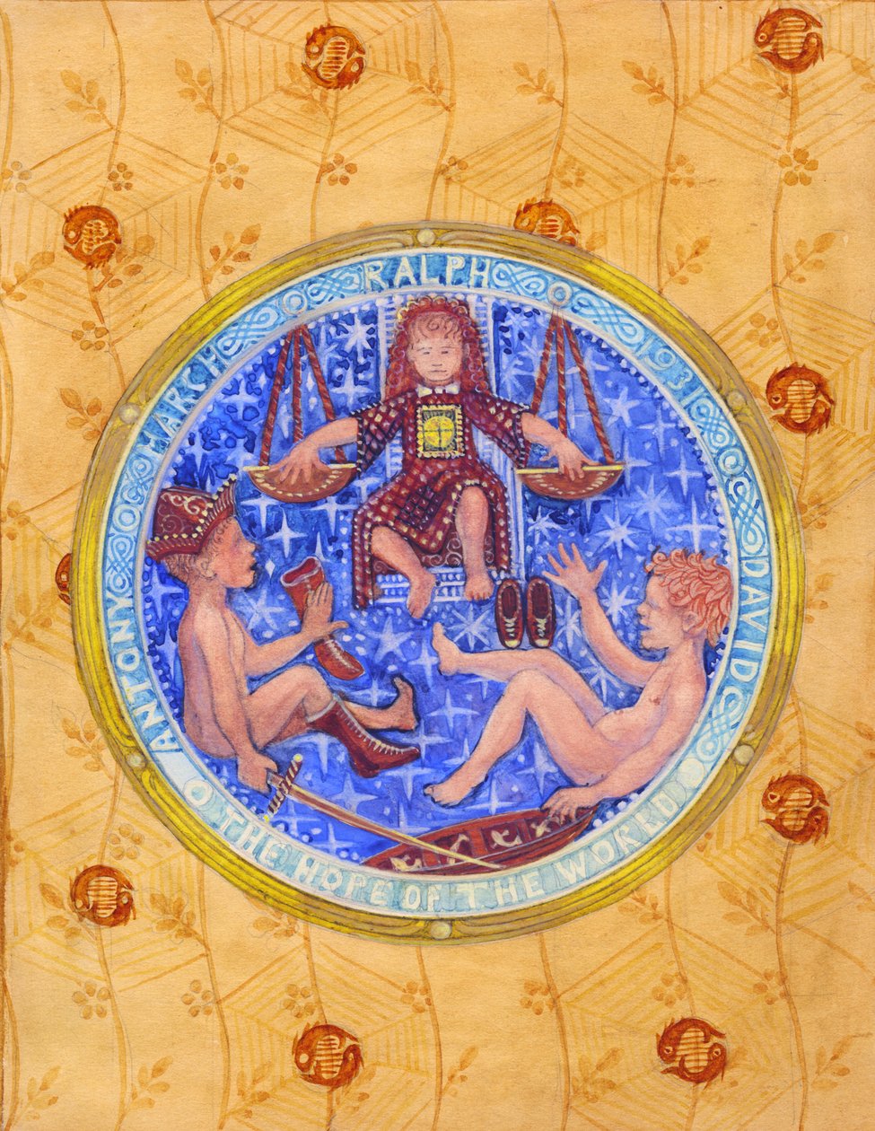 Üç Kral: Ralph, David ve Anthony, tarihsiz (kağıt üzerine guaj boya) by Edmund Hunter