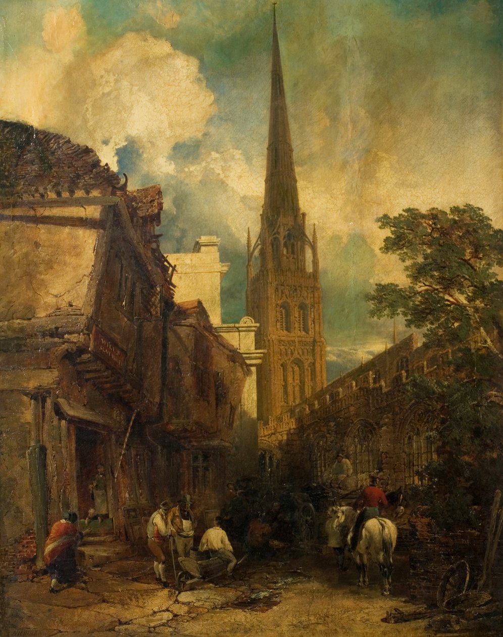 Bayley Lane, Drapers Hall ve St. Michael Kilisesi ile, Coventry, 1851 by Edmund John Niemann