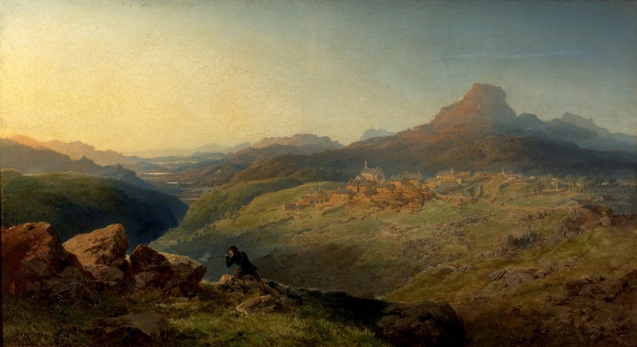 Kasaba ve Vale of Ffestiniog, Galler by Edmund John Niemann