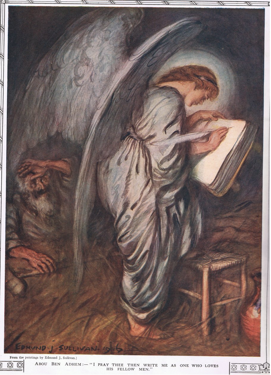 Abou Ben Adhem ve melek, 1917'de yayınlanan 'Bibby Annual'dan by Edmund Joseph Sullivan